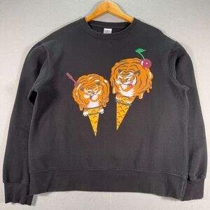 Ice Cream Tiger‎ Crewneck Sweatshirt Mens Large Black Streetwear Designer Artist